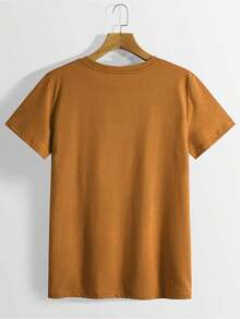 Valentine's Day European And American Spring Summer Women's Clothing Small Daisy Print Casual T-Shirt Loose And Comfortable Summer Tops White Top - 焦糖色 - 查看 2