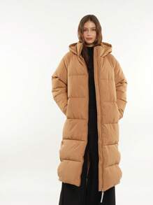 Chaquetas acolchadas extra largas para mujer, con capucha, cálidas, repelentes al agua, abrigo de invierno con cremallera bidireccional