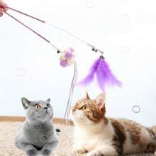 1/5 Piezas Palo de juego para gatos amantes de los gatos y madres de gatos, con plumas suaves y esponjosas de colores, provisto de campana, seguro y resistente a mordeduras, duradero, adecuado para interactuar y ejercitar a gatos amantes de los gatos y madres de gatos. Proporciona juguetes y suministros perfectos para la diversión sin fin de los amantes de los gatos y madres de gatos, juguetes lindos para sostener en la mano.