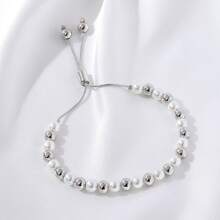 1 szt. Miedziano-złota regulowana bransoletka z koralików z zawieszką w kształcie serca, prosty styl hip-hopowy, zdobiona sztucznymi perłami, odpowiednia do codziennego noszenia przez kobiety, biżuteria na każdą porę roku