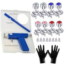 Reusable Ear Piercing Kit For Professional Salon With 8 Pcs Stainless Steel Earrings Set For Home