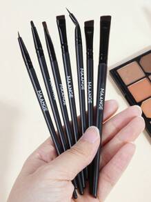 MAANGE Set de 7 piezas de brochas de maquillaje para ojos, con ángulos finos y ultra delgados, planos y angulados, para herramienta de belleza profesional, brochas delineadoras para aplicación de maquillaje con precisión