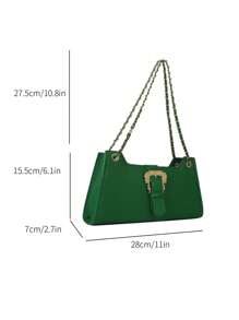 Women Stone Pattern Underarm Pouch Handbag - Green - View 4