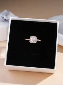 1 pieza/Caja de regalo Anillo dorado, Anillo de plata para mujer, Anillos de boda, Anillos de circonita, Regalo para mujer, Regalo de cumpleaños, Regalo de pareja, Regalo para mamá, Para novia, Para mejor amiga, Caja de regalo de San Valentín, Mamá, Madre, Día de la Madre, Regalo
