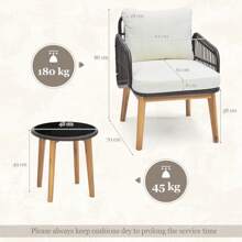 GOFLAME ERGOMASTER  3 Piece Patio Chair Set Outdoor Rattan Bistro Set With Removable Cushion - Black and White - View 3