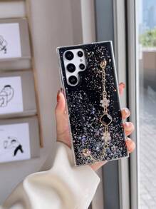 1pc Epoxy Starry Sky Rhinestone Bracelet Phone Case Compatible With Galaxy S22 Ultra S23 Ultra S24 Ultra 5G, Compatible With IPhone 11 12 13 14 15 Pro Max 16 Plus