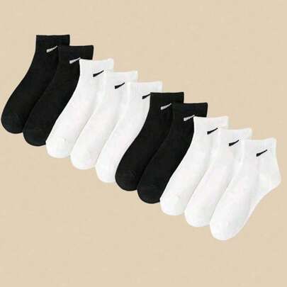 50双/40双/24双/20双/16双/12双/10双/8双/6双/4双/2双黑白条纹印花踝袜，舒适运动袜，适合运动、休闲、学生、户外、派对、哥特式、Y2K、校服，吸湿排汗，柔软顺滑，适合所有场合和季节