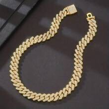 Mens Cuban Link Chain Miami Cuban Necklace Chain Diamond Cut Chains For Men Women 14mm Iced Out Hip Hop Jewelry - Gold - View 3