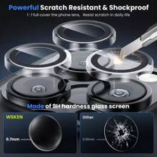 16pcs Lens Protective Film/Camera Protection/Prevent Scratching/5 Sets Of Mixed Color Machine Lens Protective Film, Ultra-High Definition 9H Reinforced Glass And Metal Separate Ring Cover, Easy To Install, Scratch-Proof, Suitable For Shell +1pc Storage Box. Mobile Phone Lens Film Black, Blue, Gold, Silver, Colorful Lens Film. Gift For Birthday, Family, Friends Alloy Metal With Tempered Glass Full Cover, Lens Protector, Phone Accessories
