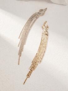 New Style Crystal Diamond Long Tassel Earrings, Street Fashion Bride Wedding Dazzling Pendant Earrings