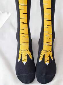 2 pares de calcetines sexys de mujer con patas de pollo, calcetines graciosos y personalizados tipo chimenea, calcetines lindos por encima de la rodilla, calcetines finos con forma de patas de pollo - Multicolor - Ver 7