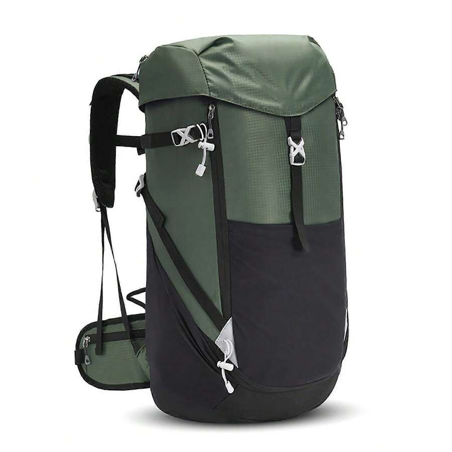 50l Camping Bag Oxford Cloth High Capacity Mountaineering Backpack For Outdoor Hiking Green