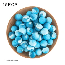 15pcs, Silicone Beads (15mm Printed Silicone Beads), Suitable For DIY Handmade Bead Pens, Keychain Pendants, Etc - Multicolor - View 4