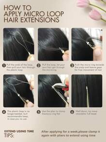 Invisible Nano Bead Hair Extensions, Micro Ring Hair Extensions, Straight Micro Ring Real Human Hair Extensions, Invisible Bead Thickened Micro Ring Hair Extensions, Halloween Costume, Holiday Essential, Bridal Holiday Gift - S1B - View 9