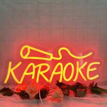 Fomzze Karaoke Neon Lights, Music Neon Lights, Wall Decorations, Suitable For Wall Art Decoration In Music Bars, Pubs, Clubs, Karaoke Venues, Illuminating Your Space, Red, 5V USB Power Supply