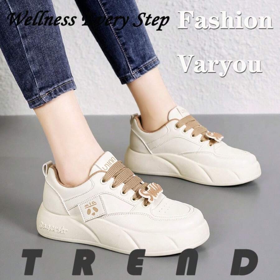 Women's Outdoor Casual Sports Shoes - Fashionable, Lightweight, Waterproof Slip-On Shoes - Wear-Resistant, Comfortable New Thick-Soled Skateboard Shoes - Loose, All-Season, Anti-Slip, Safe, Plus Size Leather Slip-On Shoes