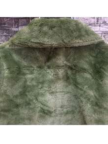 Women's Crop Teddy Jacket - Olive Green - View 6