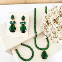 KIT COLAR, BRINCO E PULSEIRA VERDE PRIN - ESMERALDA - Visão 1