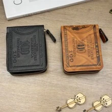 EIGIIS 1 件男士 100 美元钞票皮革双折卡包钱包手提包钱包，耐磨 PU 皮革，休闲商务风格，送给朋友、男朋友、丈夫和父亲的最佳礼物，大容量多卡槽，商务休闲风格，生日礼物，毕业礼物，父亲节礼物 - 彩色 - 查看 4