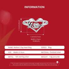 bamoer 1 件 925 纯银简约心形指环女士婚礼订婚宣言珠宝 - 銀色 - 查看 7