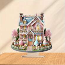 Decoración de Pascua, decoración de mesa de comedor de acrílico, decoración de conejo, decoración de pato, suministros para fiesta de Pascua, decoración del hogar de vacaciones. - Rosa - Ver 4