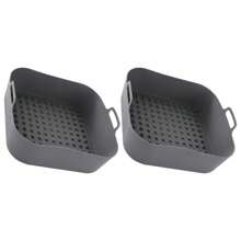 Extra Thick & Large Silicone Air Fryer Liners & Square Baking Pans Set - Reusable Non-Stick Oven/Microwave Safe Up To 260°C, LFGB Certified Baking Mat, - Perfect For Pizza, Chips, Cakes, Roasting (Limited Time Offer!)With Heat-Insulating Finger Cots Heat-Insulating Pads. Optional