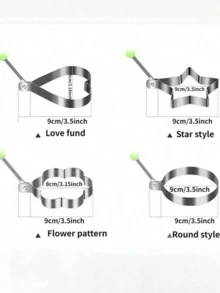 Stainless Steel Fried Egg Mold Set - Heart Shape Pancake Egg Ring, Sandwich Maker Mold Tools - Multicolor - View 2
