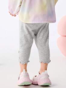 Balabala Baby Girl Lightweight Leggings, Fashion Summer Pants, 2025 New Style - Light Gray - View 3