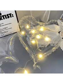 2pcs/Set 13" Transparent Heart-Shaped Bubble Balloons For Party Decoration (Lights Not Included)