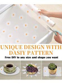 1 卷食品接触级材料黛西厨房橱柜搁板衬垫，不粘抽屉衬垫，防滑冰箱衬垫，EVA 防水冰箱垫橱柜垫简易餐垫。