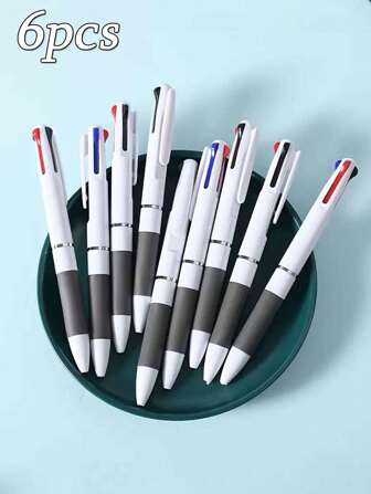 10/8/6/4/2/1支装简约3色实用按动圆珠笔多色笔学生办公黑红蓝3色一体按动圆珠笔办公用品、考试用品、返校用品