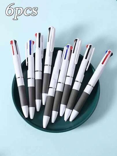 10/8/6/4/2/1支装简约3色实用按动圆珠笔多色笔学生办公黑红蓝3色一体按动圆珠笔办公用品、考试用品、返校用品