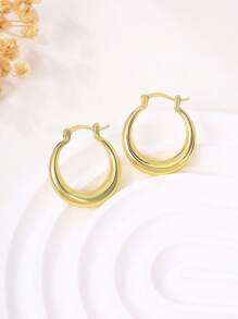 1 对复古时尚优雅铜环耳环，适合日常佩戴、约会和送给女朋友的礼物 - 金色 - 查看 1