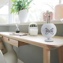 Customized Golf Ball Shaped Pen Holder, Creative Golf Pen Holder With Customized Text Logo, Golf Accessories - White - View 8