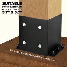 6x6 Post Base, Inner Size 5.5"X5.5"Deck Post Base, Deck Post Base For Concrete, For Mailbox Support Wood Fence Post Anchort (Black - Set 4) - 第四組 - 查看 3