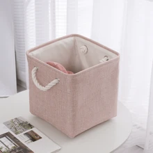 Giỏ đựng đồ bằng vải có tay cầm, màu trơn đơn giản, thùng đựng đồ gia dụng, hộp đựng đồ giặt chống bụi - Một kích thước - Xem 5