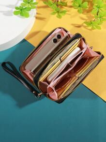 彩色闪光手拿包 女士 零钱包 带卡槽 双拉链 卡包 & 手机夹 钱包 钱包 长款钱包 钱包 腕包 - 彩色 - 查看 5