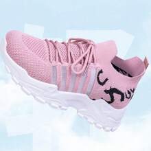 scarpi sportivi sportive alla moda in in rete traspirante da donna, scarpe da ginnastica casual all'aperto di stile vintage, per primavera e autunno - Rosa - Visualizzare 3