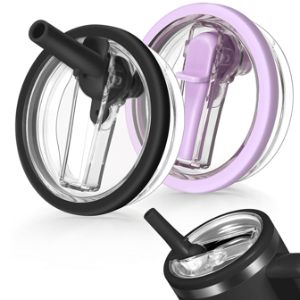 1pc 40 Oz Tumbler Flip Straw Lid For Cup, Spill Proof Splash Resistant Tumbler Lids, Reusable Tumbler Cover, Replaceble Tumbler Flip Straw Lid, Straw Lid Replacement Fit For Traveler (Multicolor), Back To School Supplies