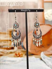 1 stuk Retro Western Style Turquoise Oorbellen, Geschikt voor Dagelijkse Cowgirl Dragen of Evenementen voor Vrouwen, Voeg Deze Vintage Oorbellen Toe Aan Uw Sieradendoos
