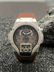 1 件独特时尚男士不对称形状腕表，时尚休闲运动学生手表，时尚、休闲、商务、混合刻度、圆形表盘，适合日常佩戴、装饰、送给朋友或父亲的节日礼物 - 彩色 - 查看 18