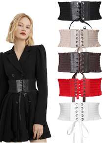 حزام خصر نسائي بشراشيب، حزام خصر مطاطي أحادي اللون، حزام ربط للخصر، مناسب للملابس اليومية والبدلات والفساتين والمعاطف والأعراس والحفلات، حزام كورسيه نسائي لفستان، مشكل الخصر لتنحيف الخصر والتحكم في البطن، ملحقات زي هالوين - متعدد الألوان - مشاهدة 1