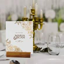 4 件木制明信片架，松木底座，桌面日历展示，创意留言照片便签架，适用于书桌、桌子、复活节和各种节日的装饰 - 彩色 - 查看 4