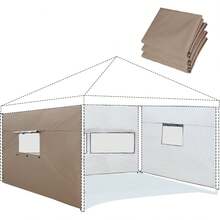 Pared lateral instantánea con ventana para carpa desplegable de 10x10 pies, 10x6,2 pies, paquete de 3 paredes solares, caqui (solo 3 paredes laterales, la carpa de campaña NO está incluida) - Paquete de 3 caqui con ventana - Ver 1