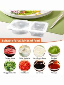 20pcs Portable Double-Layer Condiment Boxes - Reusable Plastic Sauce Dip Trays, Multi-Function Covered Dipping Cups, Salad Sauce Takeout Boxes, Double-Layer Condiment Boxes, Double-Layer Snack Boxes With Takeout Sauce, Suitable For Back To School, Halloween, Travel Snacks And Sauces, Beach Snacks, Christmas, Mother's Day, Parties, Birthday Parties, Gatherings, Etc. - Transparent B - View 10