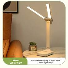 可调节双头 LED 台灯，可调光台灯，可折叠设计，适合学习和办公室使用 - 白色 - 查看 2