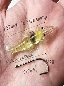 10pcs/20pcs Soft Shrimp Bait With Hook, Glow-In-The-Dark Lifelike Shrimp Bait, Freshwater Artificial Luminous Shrimp Lure, Ice Fishing Tackle, Suitable For Bass, Largemouth Bass, Trout, Crappie Night Fishing Accessories