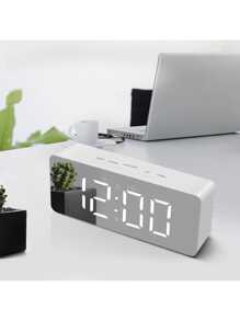 Creative Espejo Led Digital Reloj - Plateado - Ver 5
