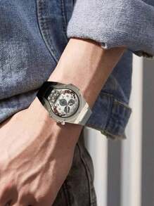 1 件独特时尚男士不对称形状腕表，时尚休闲运动学生手表，时尚、休闲、商务、混合刻度、圆形表盘，适合日常佩戴、装饰、送给朋友或父亲的节日礼物 - 彩色 - 查看 7