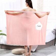 CAIROCK Wearable Bath Skirt, Enlarged Bathrobe, Thickened Bath Towel, Pure Cotton Soft Absorbent Coral Velvet, Household Adult Wrap - Pink - View 2